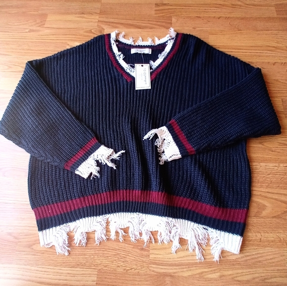 NFS. women's Plus size sweaters, navy blue, sz. 1X, 2X - Picture 2 of 7